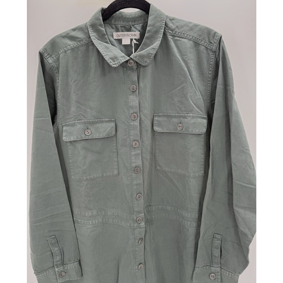 OUTERKNOWN Jumpsuit Women XL Green Long Sleeve NEW Organic Cotton Linen - Picture 2 of 8